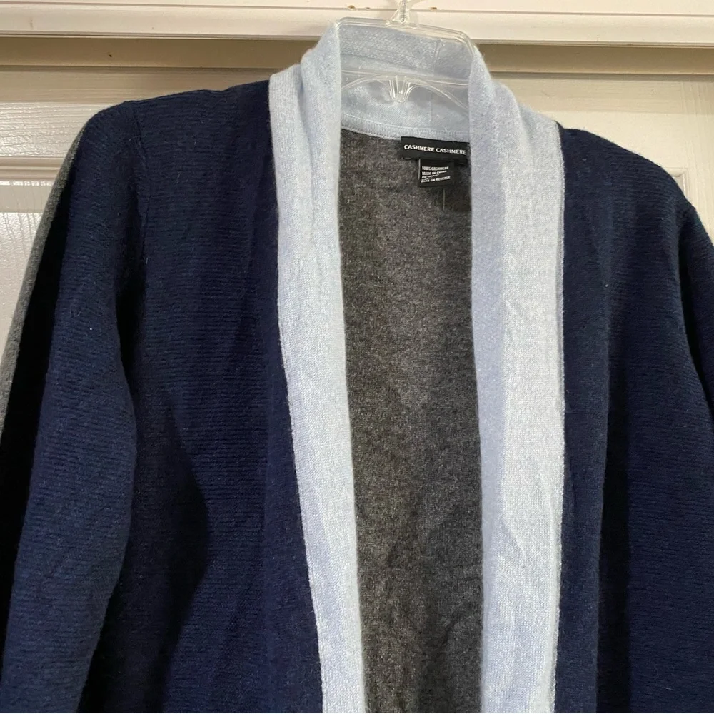 Cashmere Cashmere Stitch‎ Fix Blue & Gray Open Front Cardigan Size Large